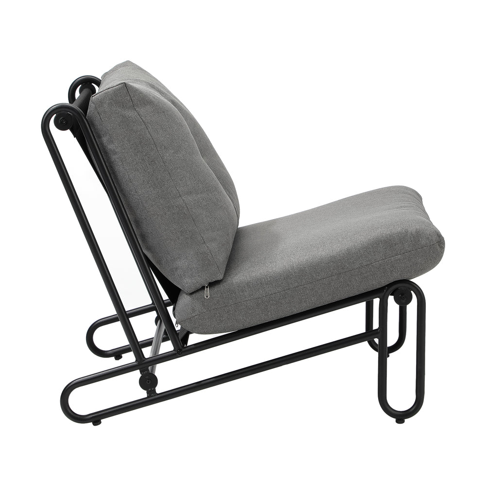 Set of 2 Grey Outdoor Patio Lounge Chairs with Cushions