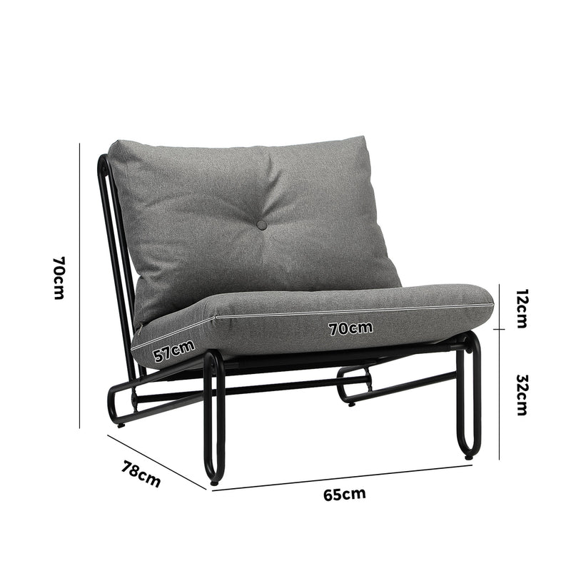 Set of 2 Grey Outdoor Patio Lounge Chairs with Cushions