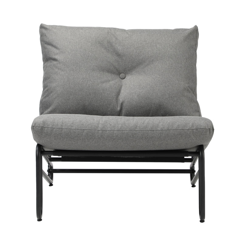 Set of 2 Grey Outdoor Patio Lounge Chairs with Cushions