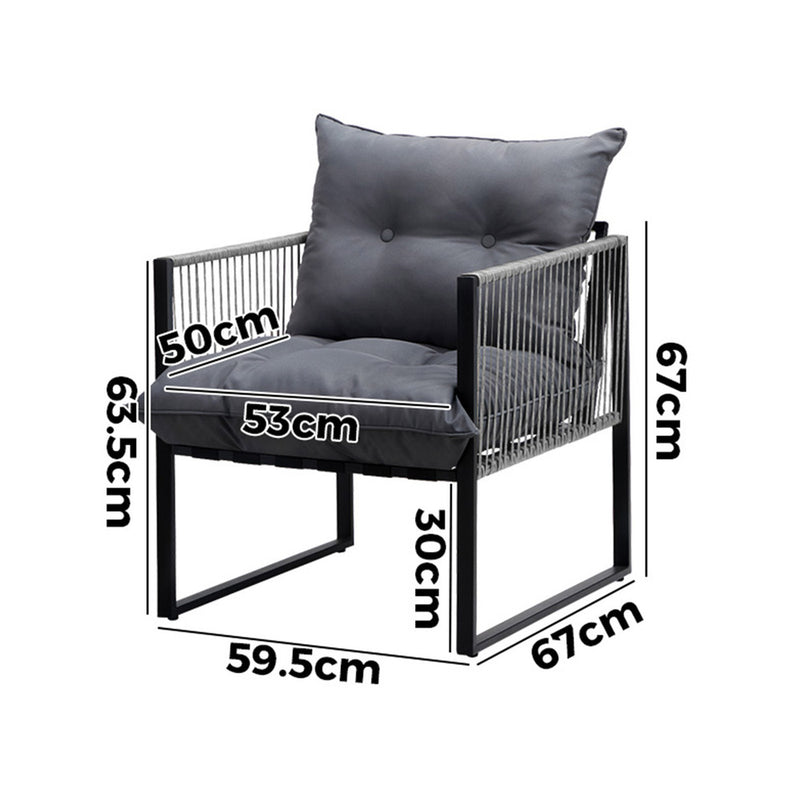 2 Pieces Grey PE Wicker Outdoor Patio Garden Sofa Set