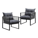 2 Pieces Grey PE Wicker Outdoor Patio Garden Sofa Set