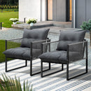 2 Pieces Grey PE Wicker Outdoor Patio Garden Sofa Set