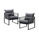 2 Pieces Grey PE Wicker Outdoor Patio Garden Sofa Set