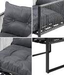 2 Pieces Grey PE Wicker Outdoor Patio Garden Sofa Set