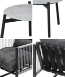 3 Pieces Grey Outdoor Patio Set with Table and Cushioned Armchairs