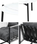 3 Pieces White Outdoor Patio Set with Table and Cushioned Armchairs