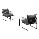 3 Pieces White Outdoor Patio Set with Table and Cushioned Armchairs