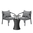 3 Pieces Black Outdoor Patio Bistro Set with Ice Bucket Table