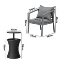 3 Pieces Black Outdoor Patio Bistro Set with Ice Bucket Table