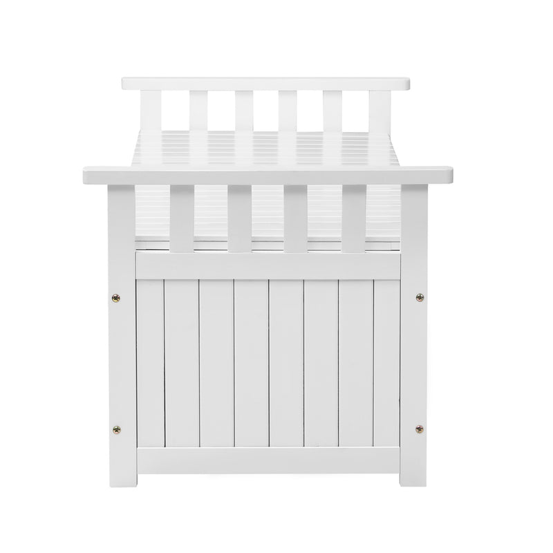 White Wooden Outdoor Storage Bench Container