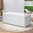 White Wooden Outdoor Storage Bench Container
