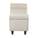 Large Beige Linen Fabric Storage Ottoman