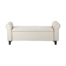 Large Beige Linen Fabric Storage Ottoman