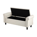 Large Beige Linen Fabric Storage Ottoman