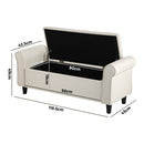 Large Beige Linen Fabric Storage Ottoman