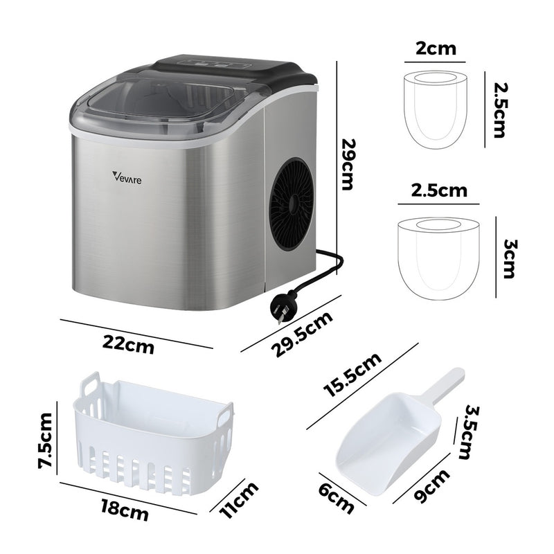 Stainless Steel Portable Ice Maker with Ice Cube Scoop