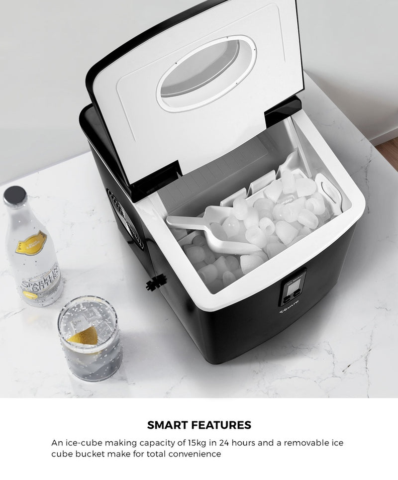 Black Portable Ice Maker 3L with Ice Cube Scoop 15kg