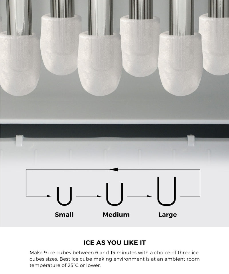 Black Portable Ice Maker 3L with Ice Cube Scoop 15kg