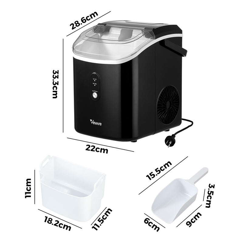 Black Nugget Portable Ice Maker with Ice Cube Scoop 15kg