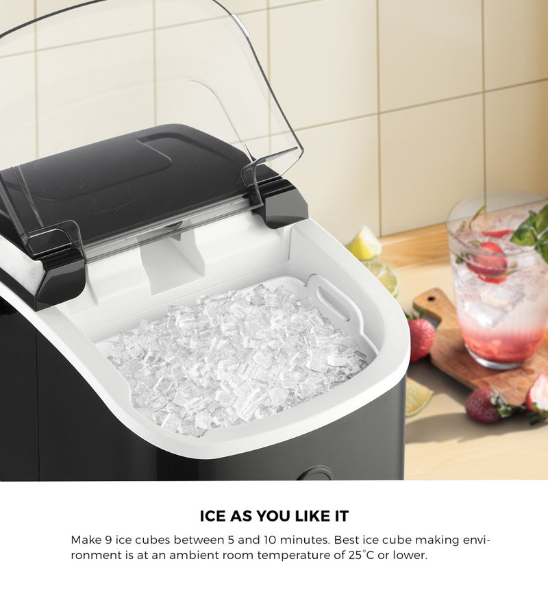 Black Nugget Portable Ice Maker with Ice Cube Scoop 15kg