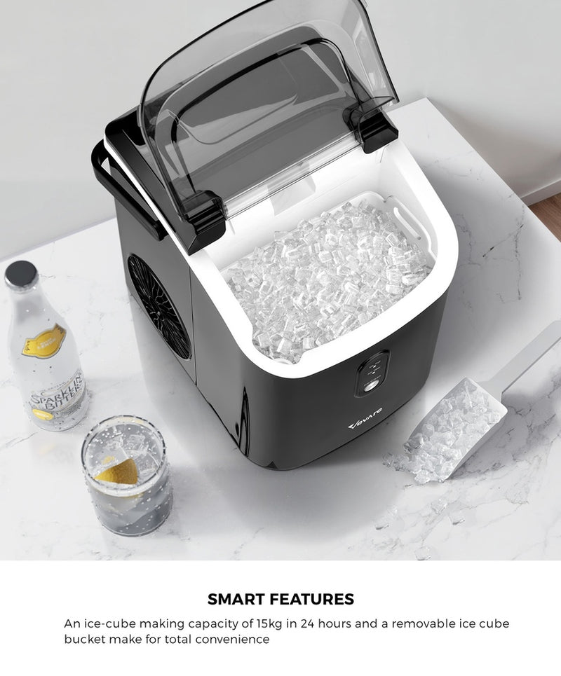 Black Nugget Portable Ice Maker with Ice Cube Scoop 15kg