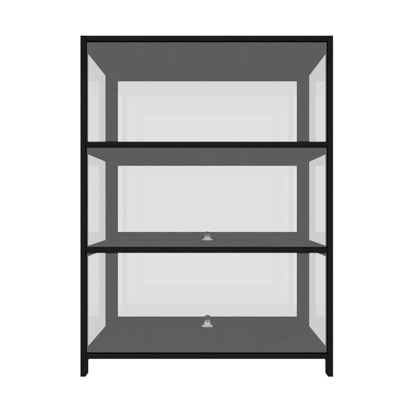 Black Display Cabinet with Clear Door and 3 Tiers