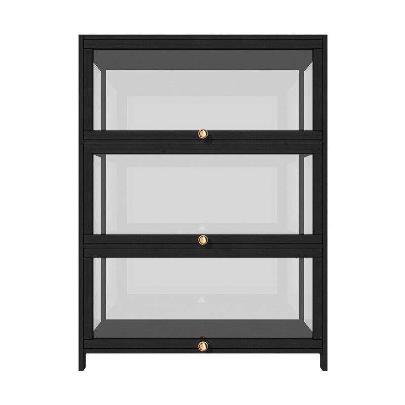 Black Display Cabinet with Clear Door and 3 Tiers