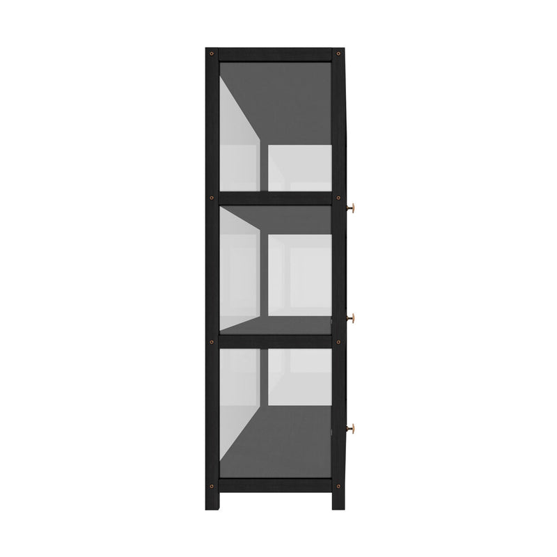 Black Display Cabinet with Clear Door and 3 Tiers