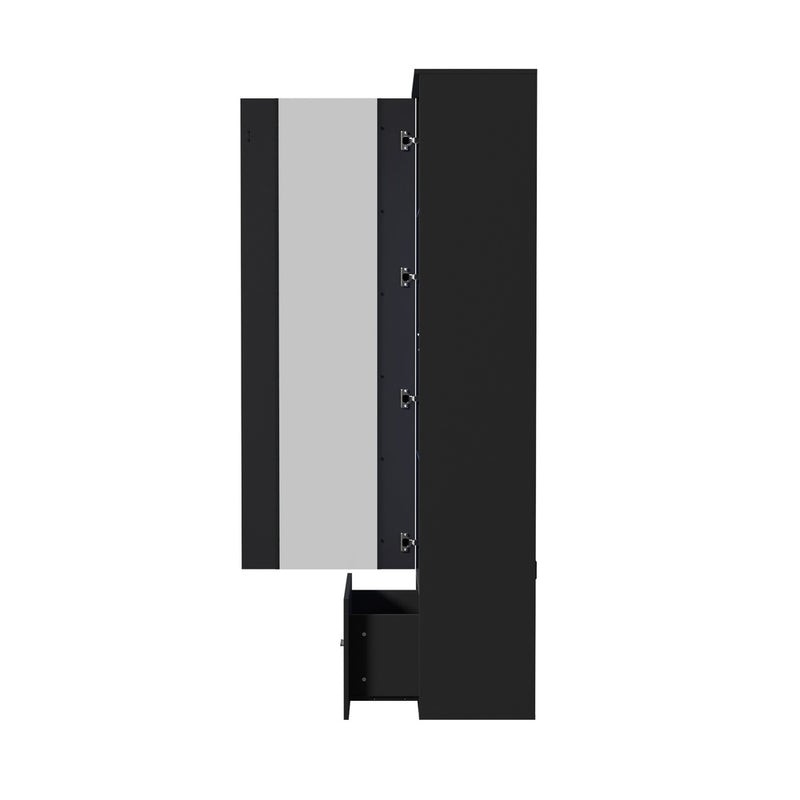 Black High Gloss Buffet Sideboard with LED and Glass Door