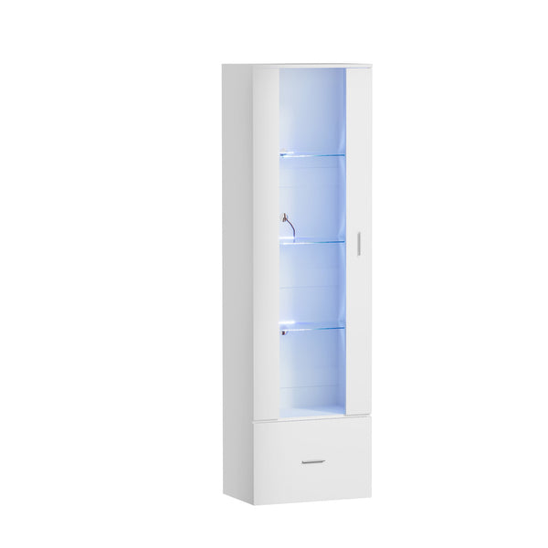 White High Gloss Buffet Sideboard with LED and Glass Door