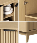 Natural Buffet Sideboard Storage Cabinet with 4 Doors Cupboard