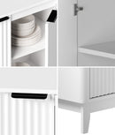White Buffet Sideboard Storage Cabinet with 4 Doors Cupboard