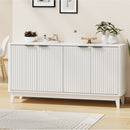 White Buffet Sideboard Storage Cabinet with 4 Doors Cupboard