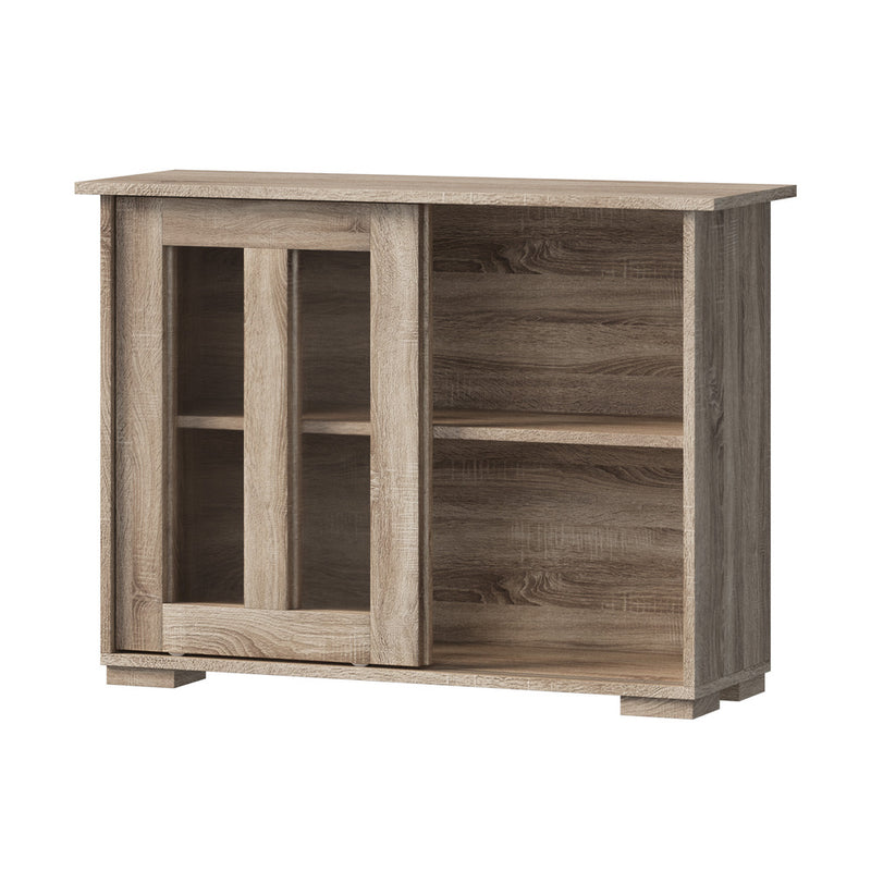 Natural Sideboard Buffet with Glass Sliding Door