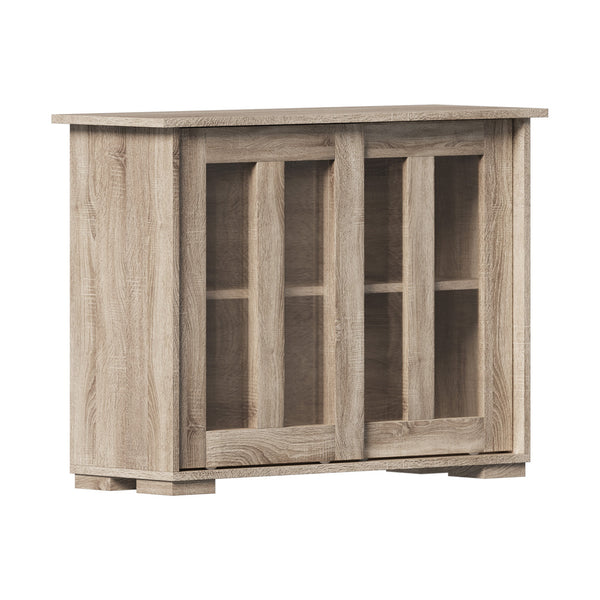 Natural Sideboard Buffet with Glass Sliding Door