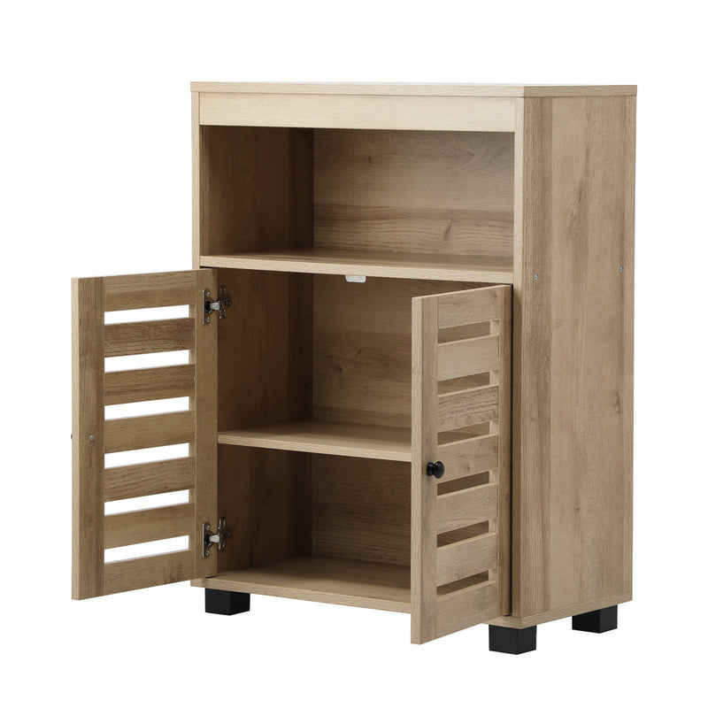 Brown Shoes Storage Cabinet with 2 Doors Shelf Organizer