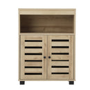 Brown Shoes Storage Cabinet with 2 Doors Shelf Organizer