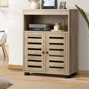Brown Shoes Storage Cabinet with 2 Doors Shelf Organizer