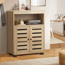 Brown Shoes Storage Cabinet with 2 Doors Shelf Organizer