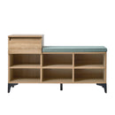 Shoe Storage Bench Cabinet with 6 Shelves Drawers and Polyester Seat