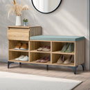 Shoe Storage Bench Cabinet with 6 Shelves Drawers and Polyester Seat