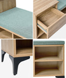 Shoe Storage Bench Cabinet with 6 Shelves Drawers and Polyester Seat