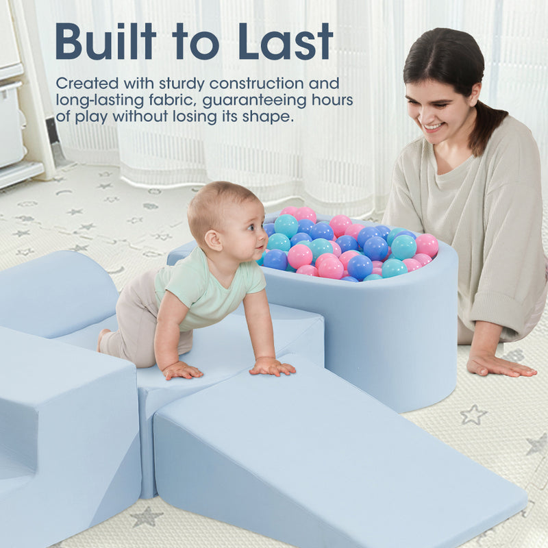 Kids 5 Piece Blue Foam Climb and Crawl Play Set