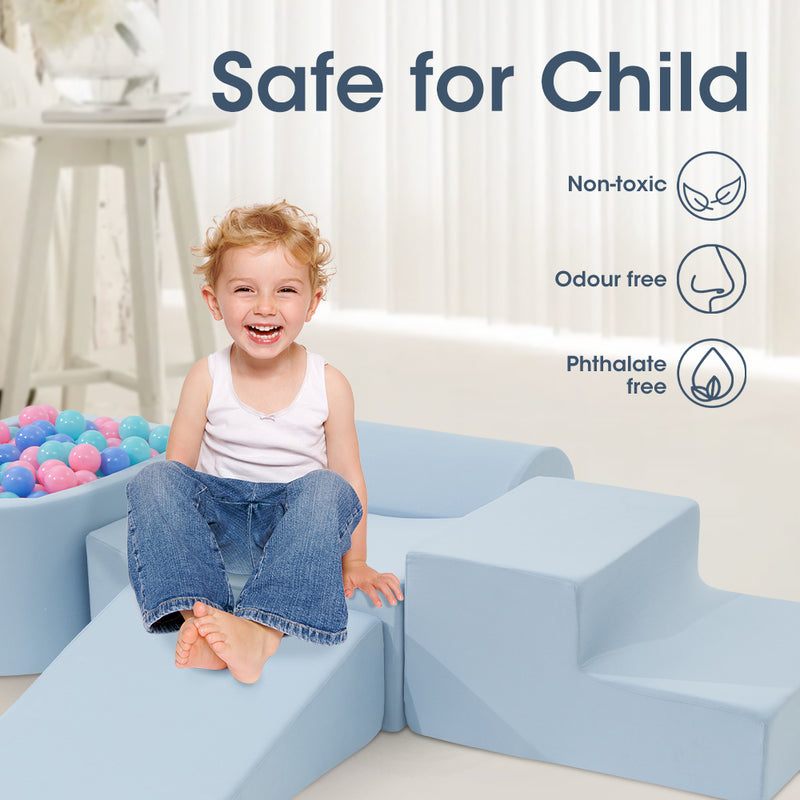 Kids 5 Piece Blue Foam Climb and Crawl Play Set