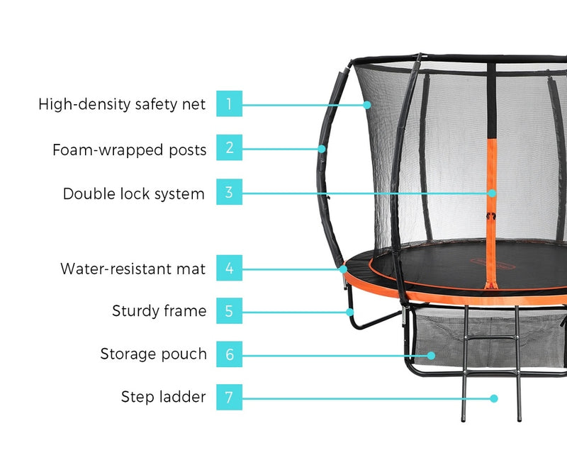 8FT Round Kids Trampoline with Safety Net Enclosure and Ladder