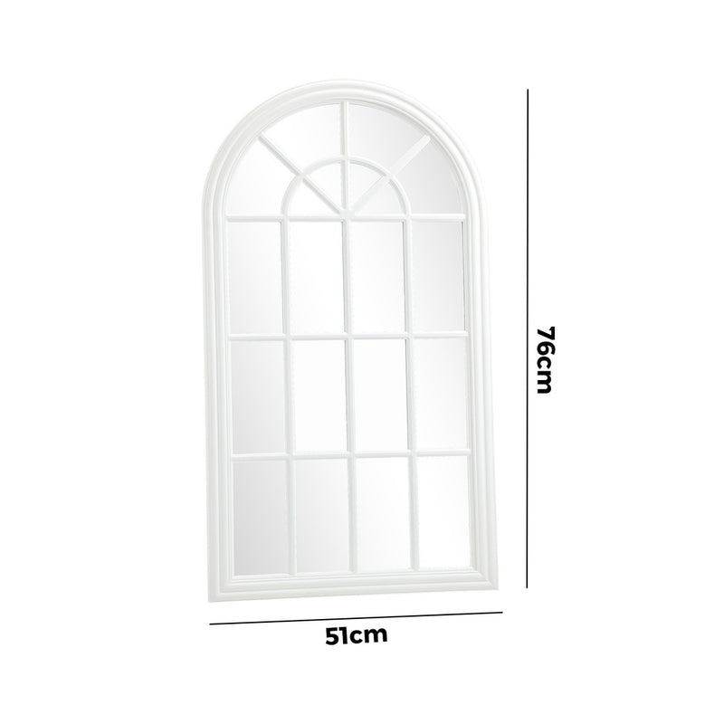 White Wooden Arched Window Wall Mirror