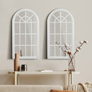 White Wooden Arched Window Wall Mirror