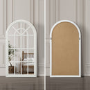 White Wooden Arched Window Wall Mirror
