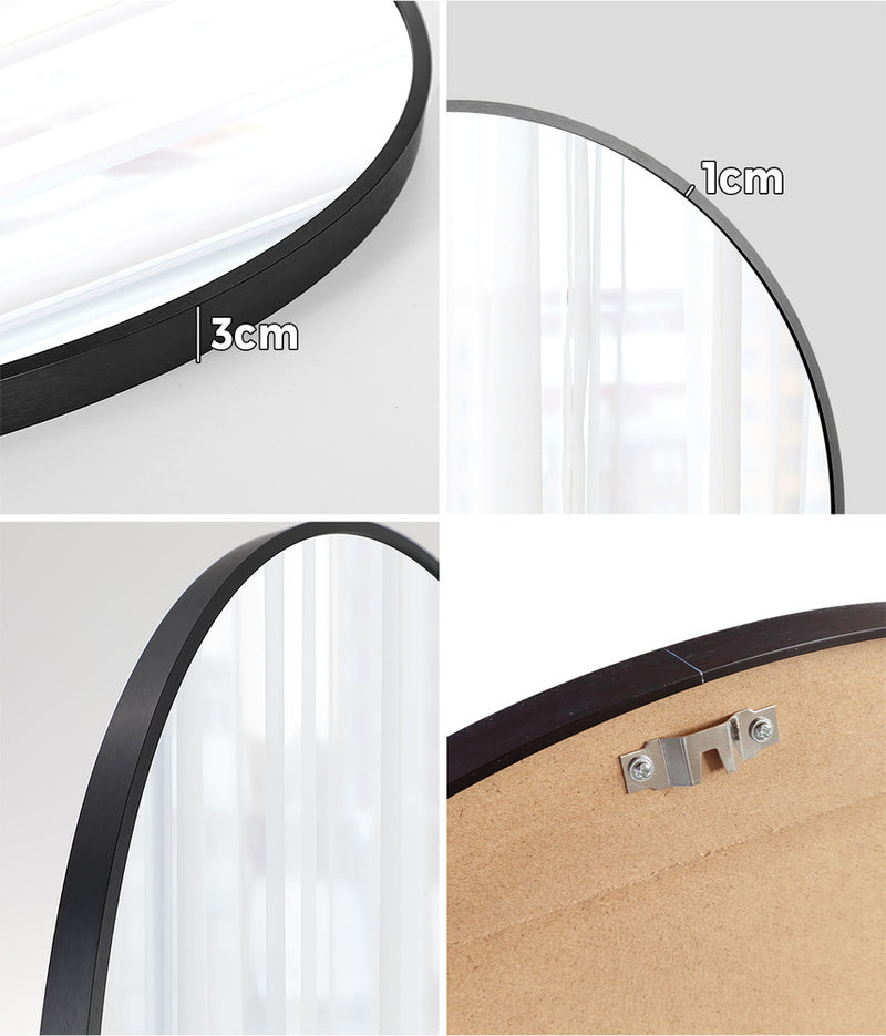 70cm Round Black Wall Mirror