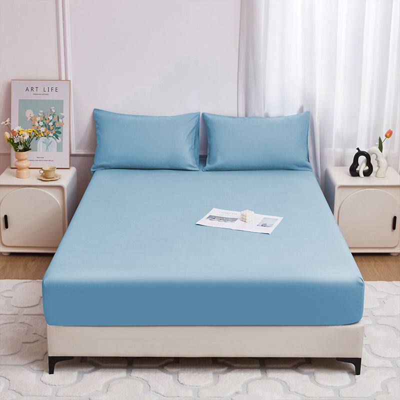 Soft Comfortable Breathable Solid Color Bedding Mattress Cover Fitted